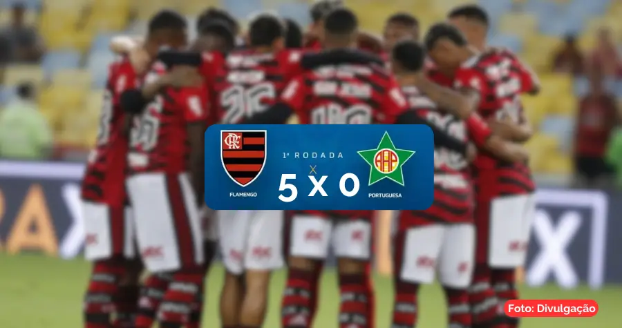 Flamengo domina a Portuguesa e vence por 5 a 0 no Campeonato Carioca 2025